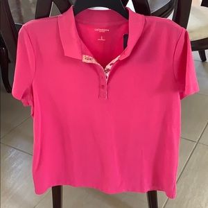 NWT- hot pink Liz Claiborne polo shirt size xl.